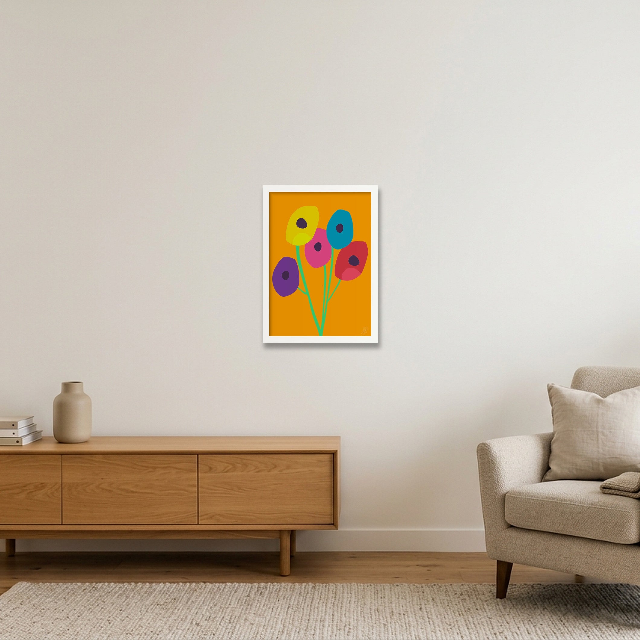 Blomster — A3 (30×42cm, 12×17") White Frame