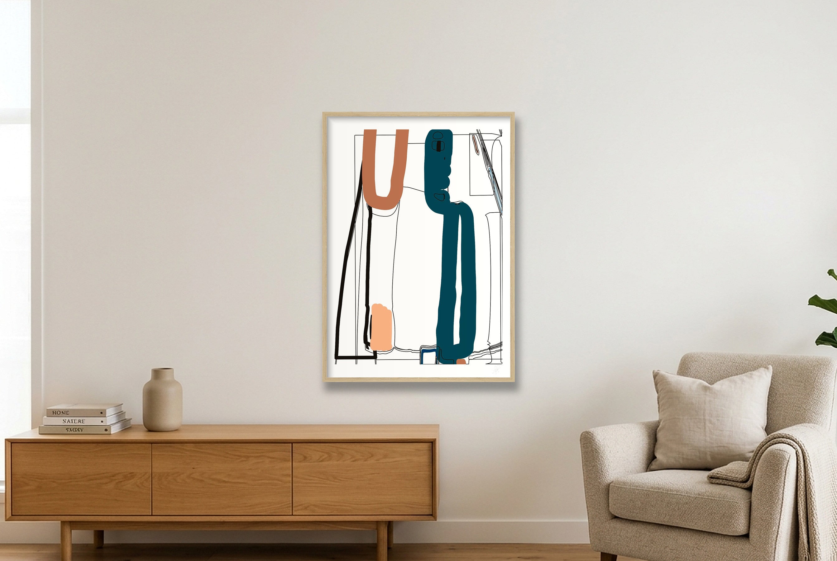 Standing Form 03 — 59×84cm, 23×33" Oak Frame