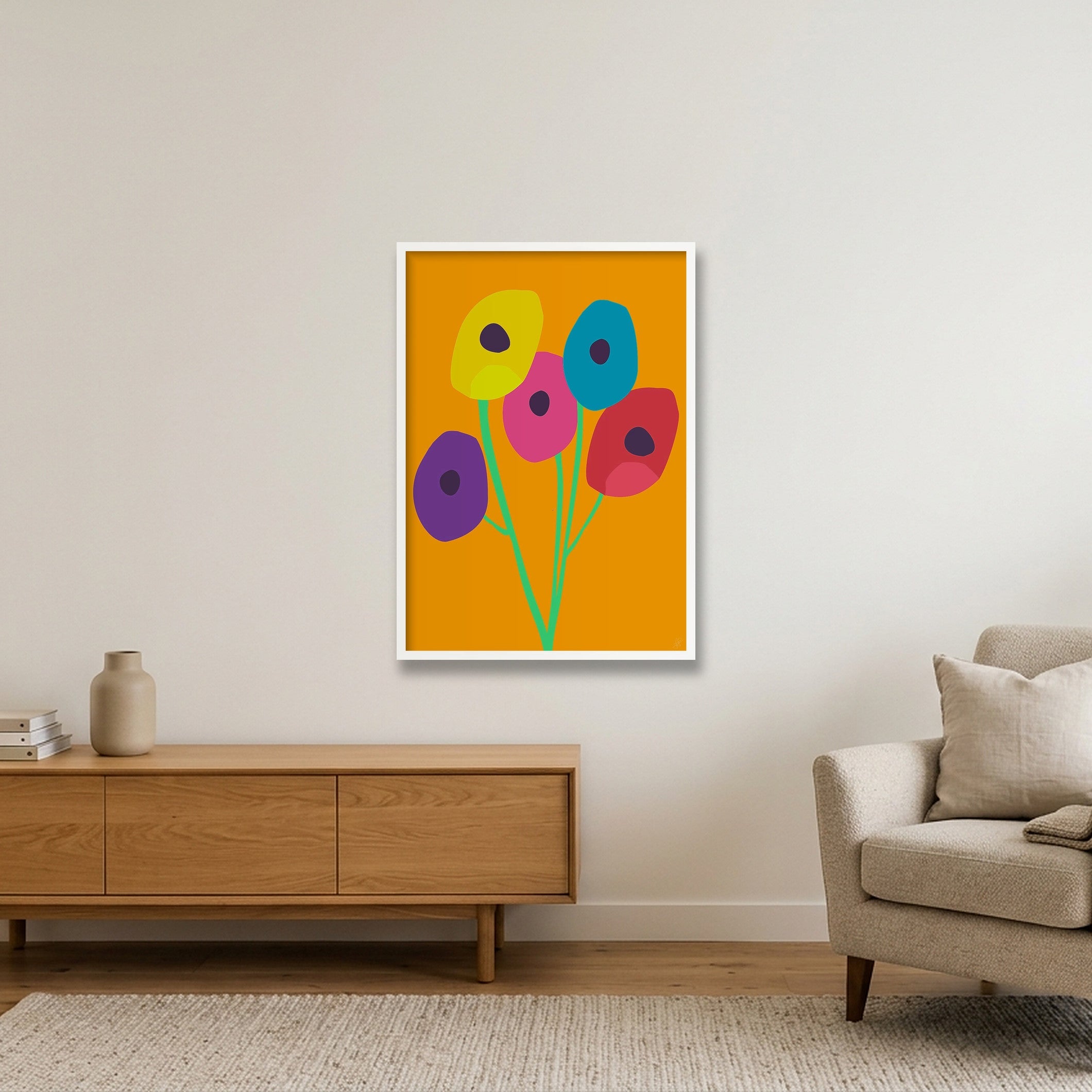 Blomster — 59×84cm, 23×33" White Frame