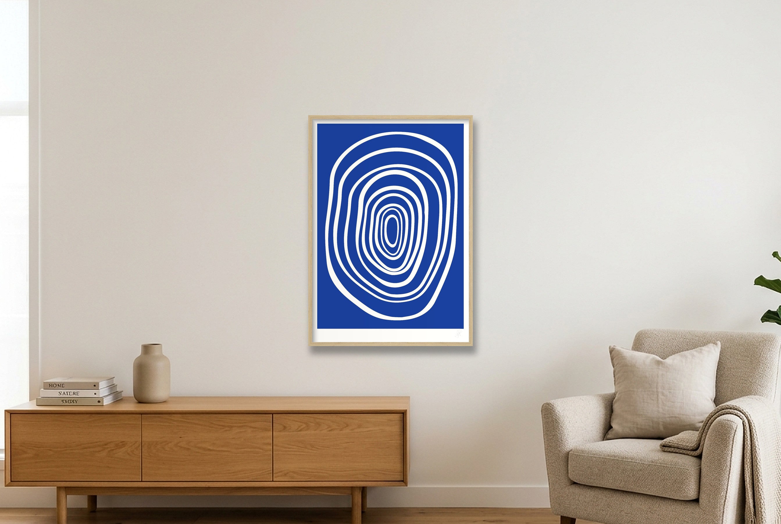 FORM 02 - COBALT — 59×84cm, 23×33" Oak Frame