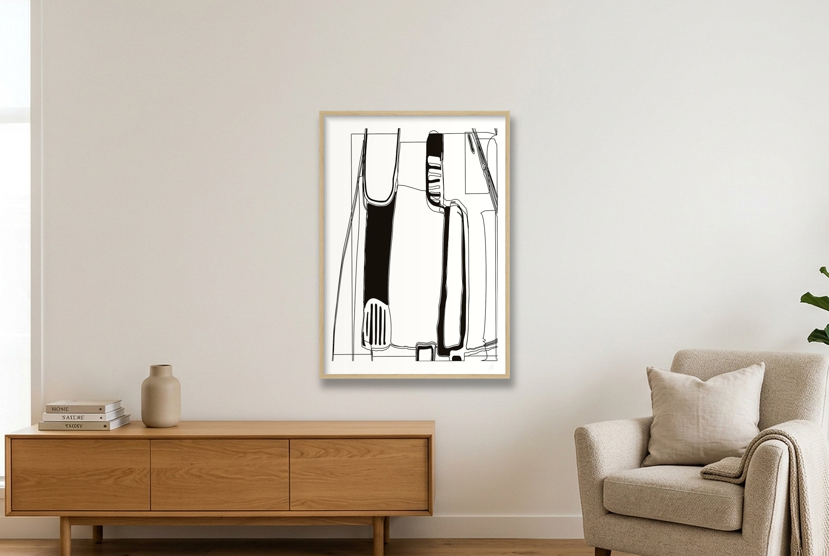 Standing Form Reverse — 59×84cm, 23×33" Oak Frame