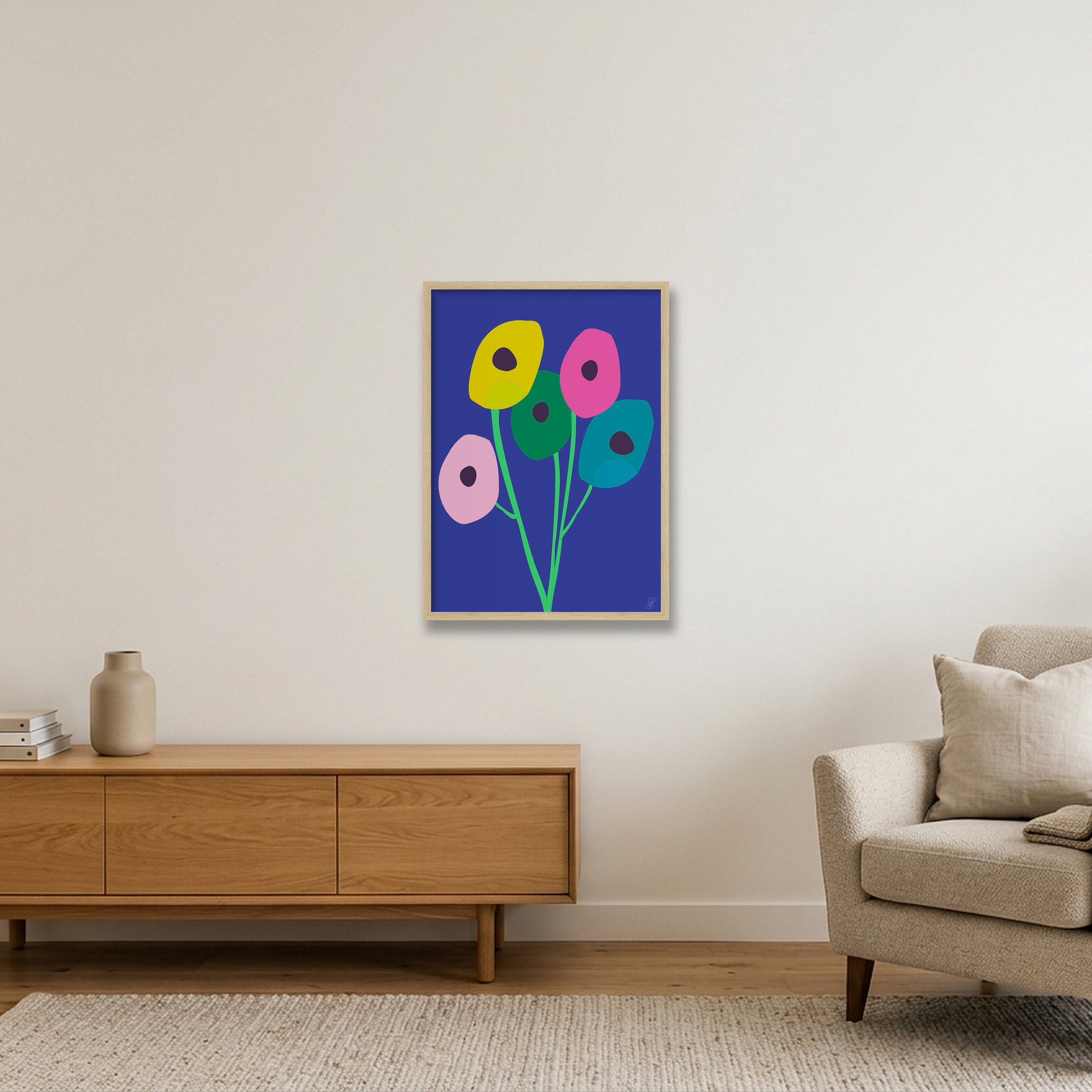Blomster 02 — 42×59cm, 17×23" Oak Frame