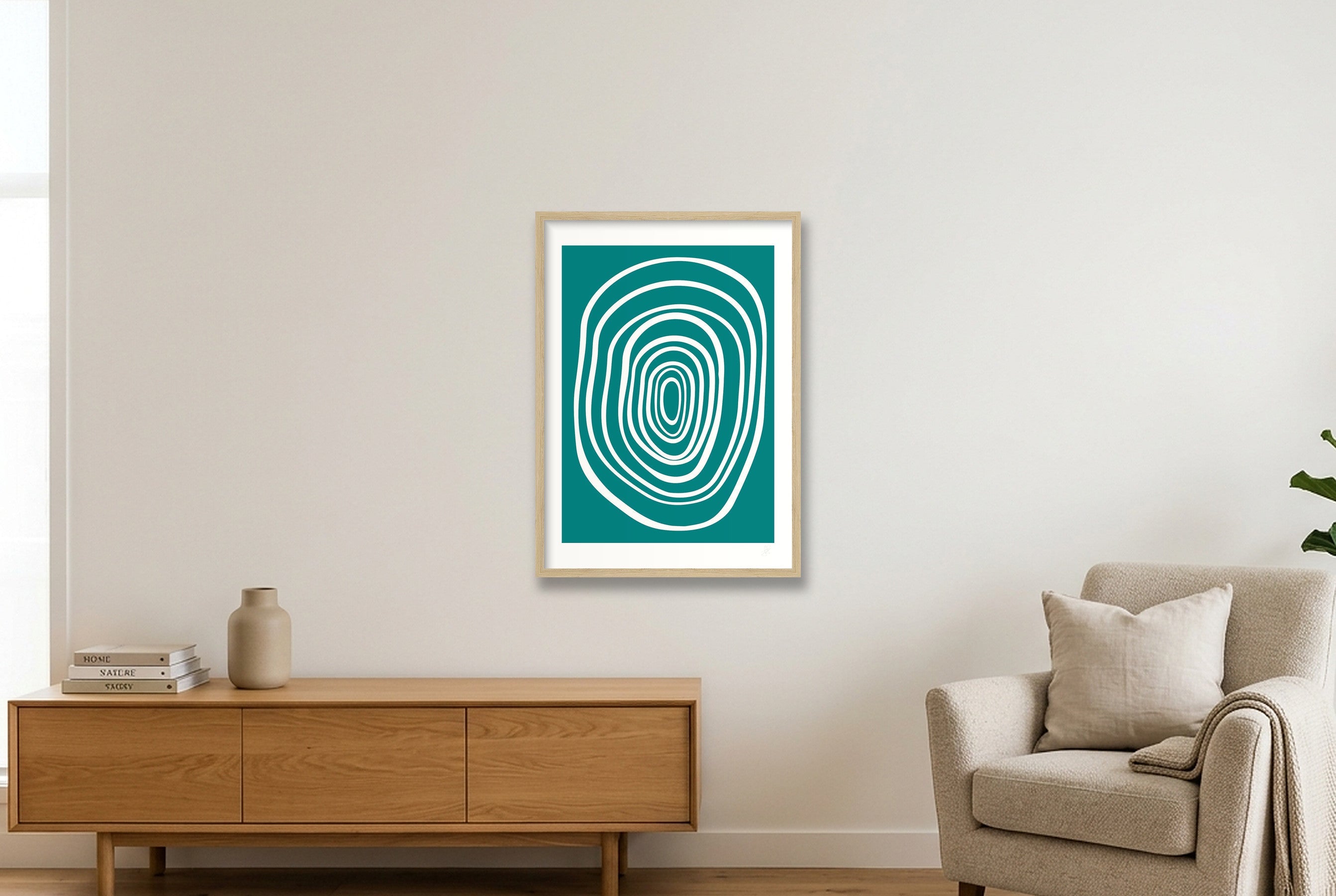 FORM 02 - TEAL — 42×59cm, 17×23" Oak Frame