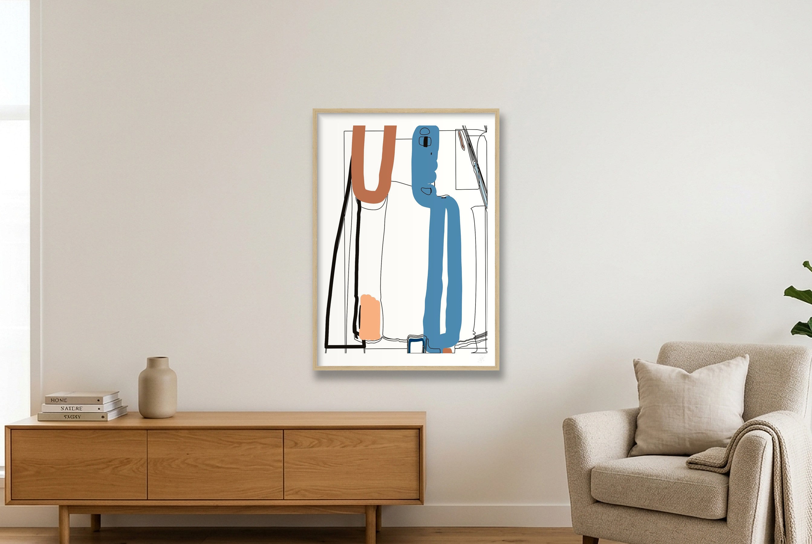 Standing Form 02 — 59×84cm, 23×33" Oak Frame