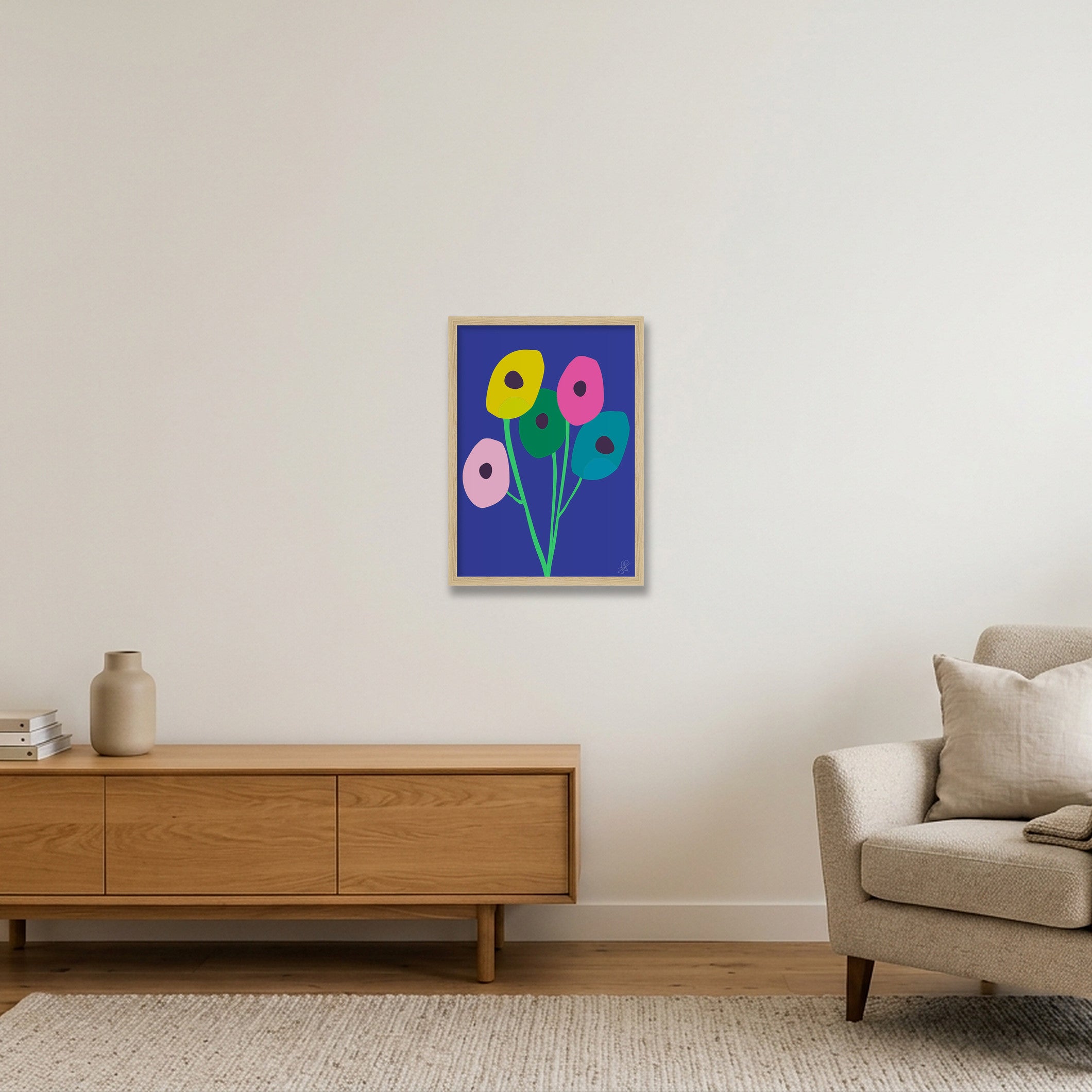 Blomster 02 — A3 (30×42cm, 12×17") Oak Frame