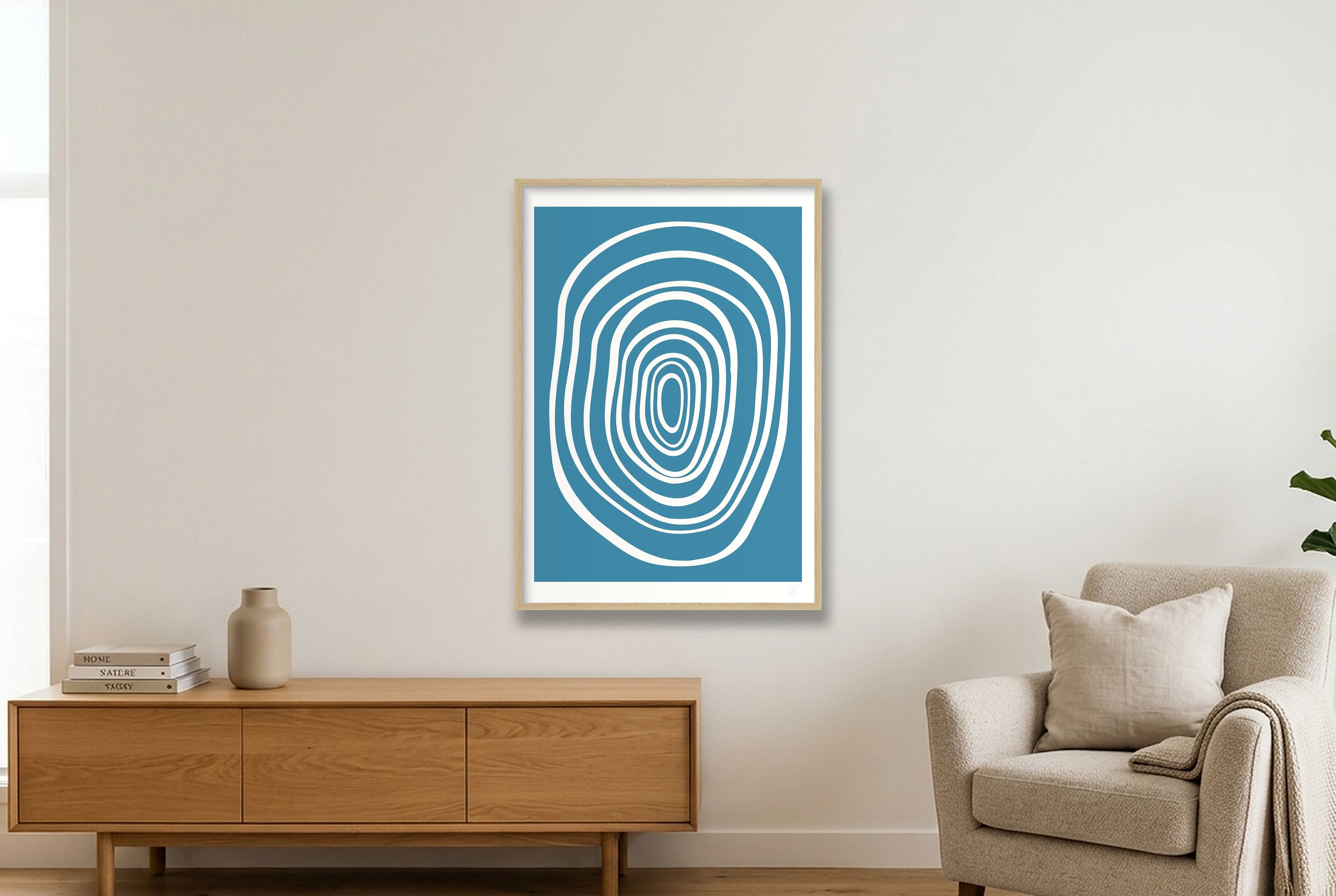 FORM 02 - LIGHT BLUE — 59×84cm, 23×33" Oak Frame