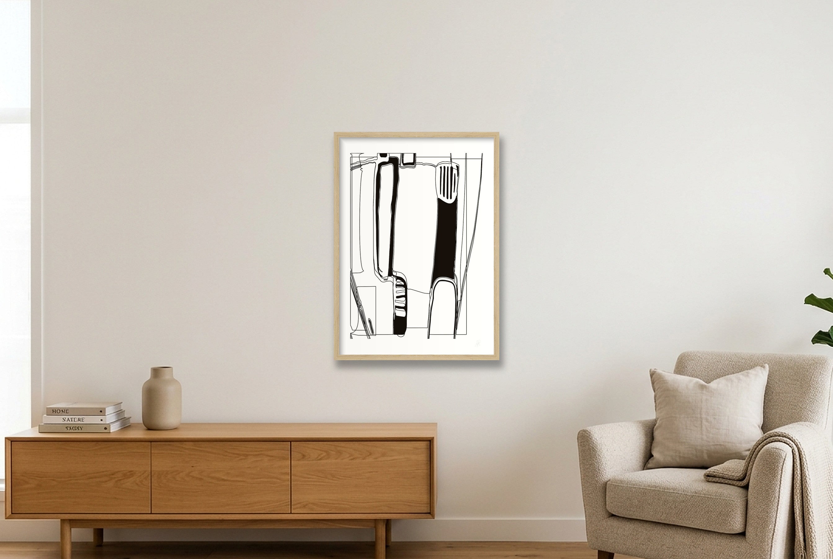 Standing Form — 42×59cm, 17×23" Oak Frame