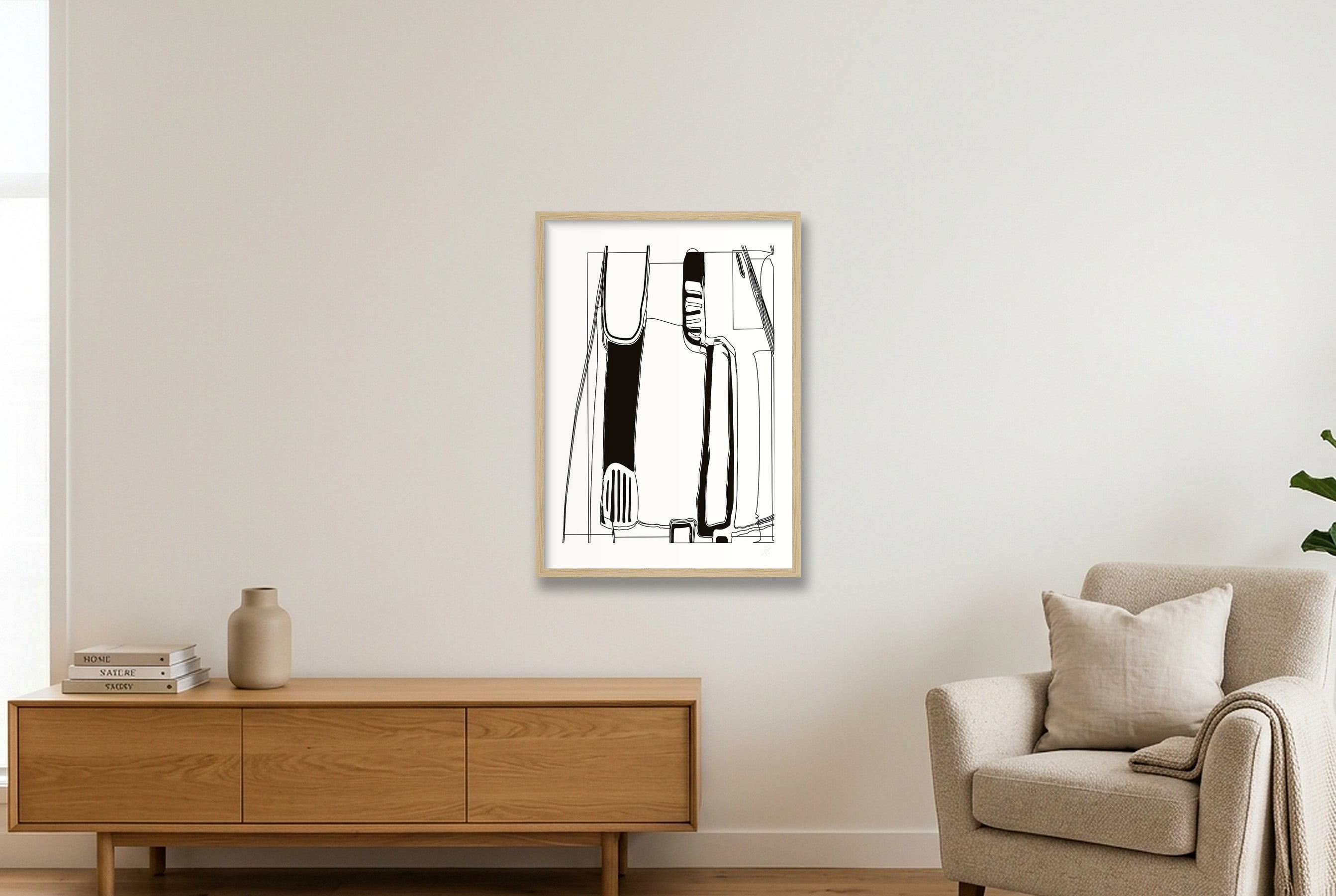 Standing Form Reverse — 42×59cm, 17×23" Oak Frame