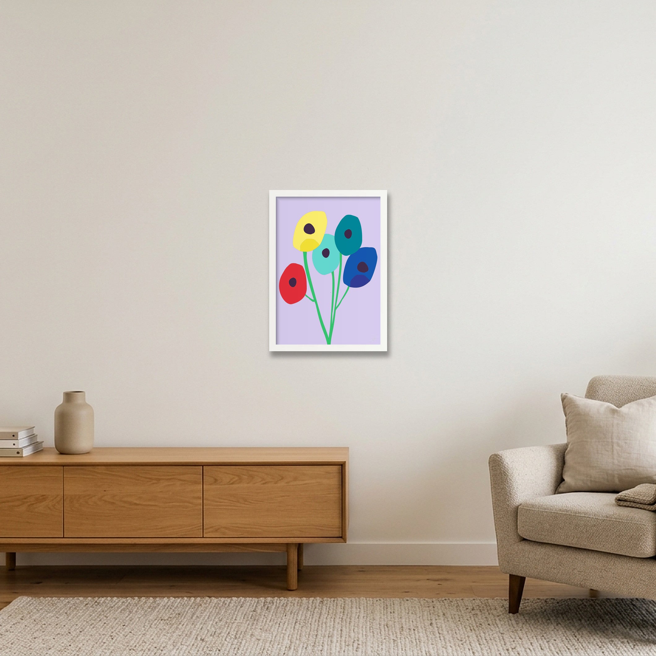 Blomster 03 — A3 (30×42cm, 12×17") White Frame
