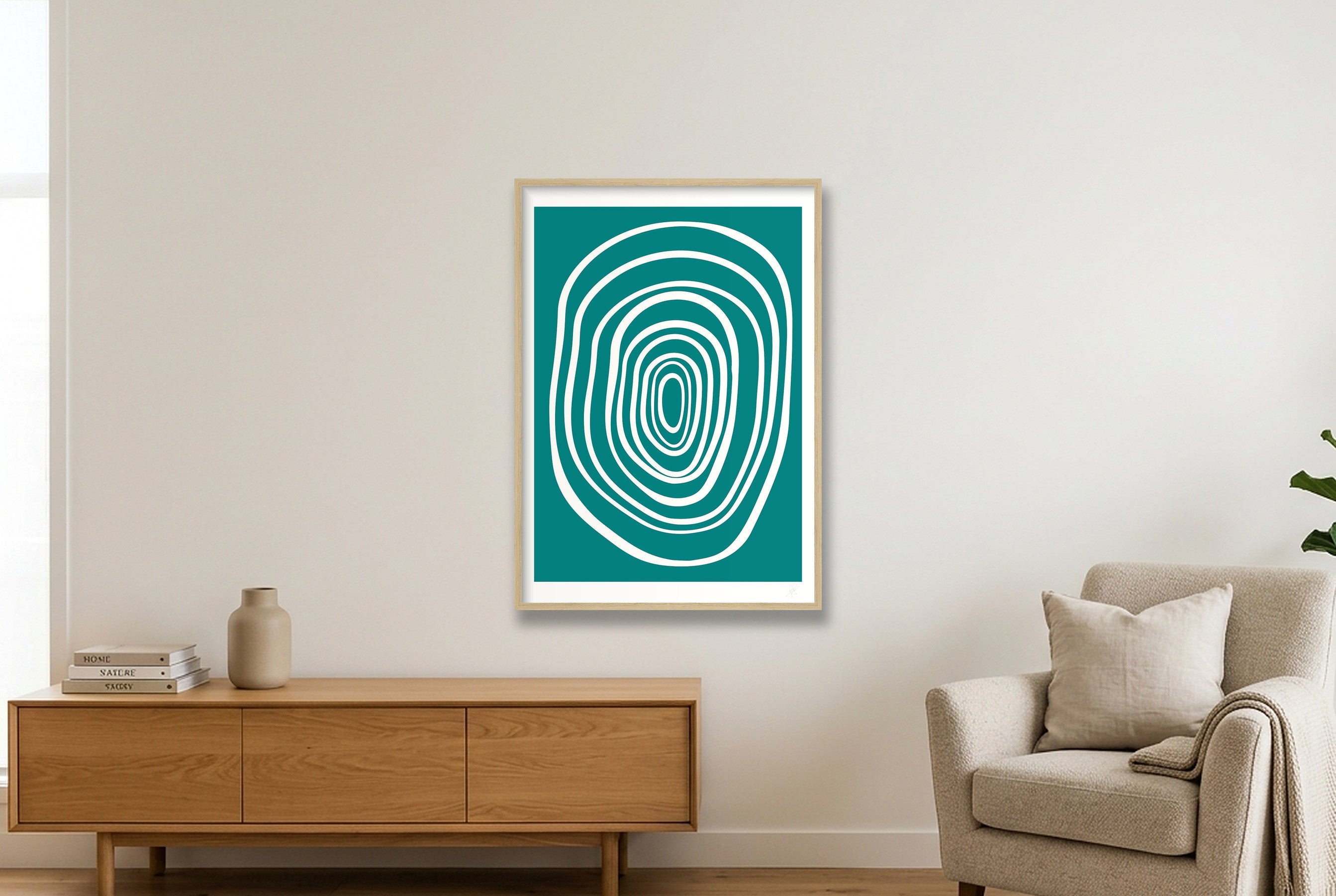 FORM 02 - TEAL — 59×84cm, 23×33" Oak Frame