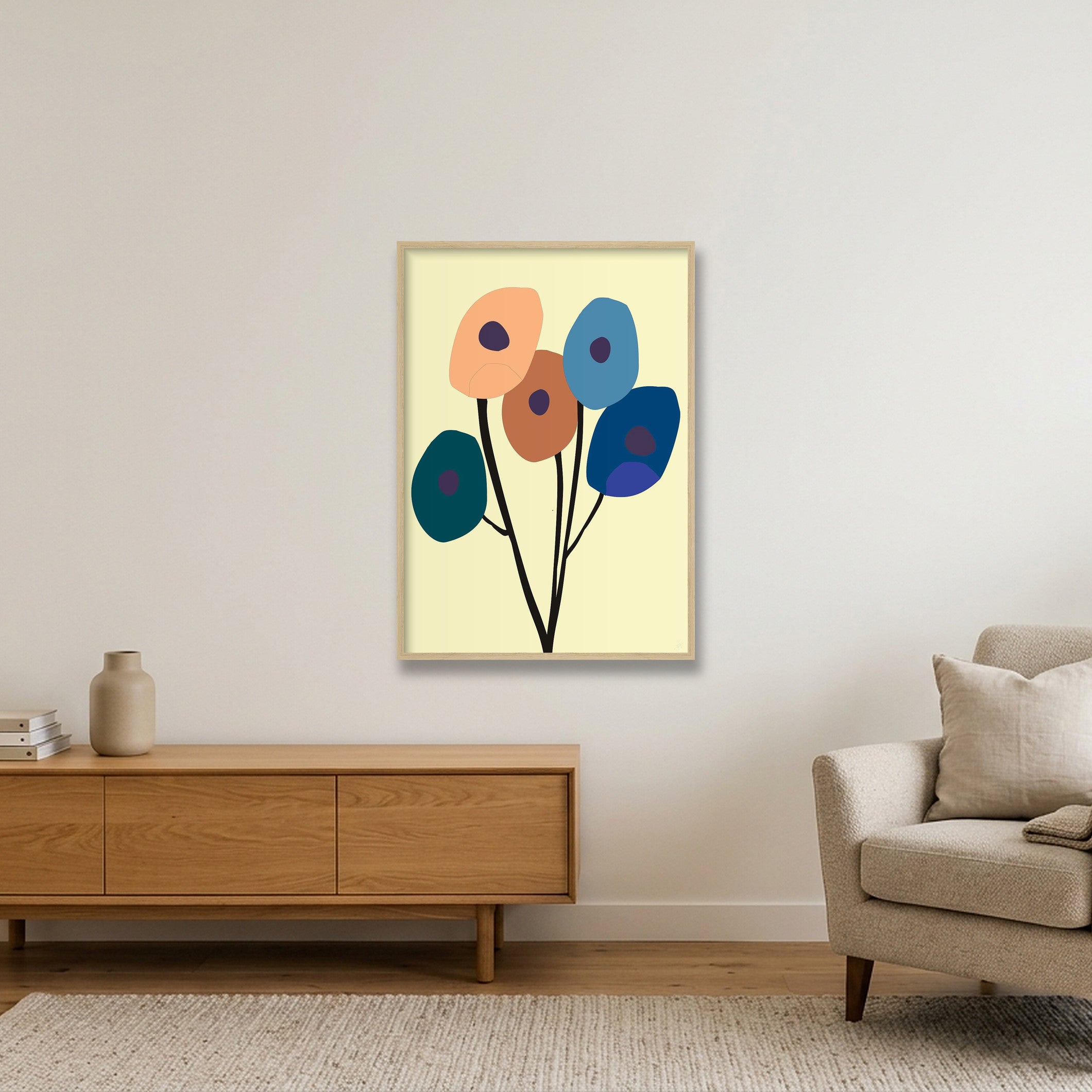 Blomster 04 — 59×84cm, 23×33" Oak Frame