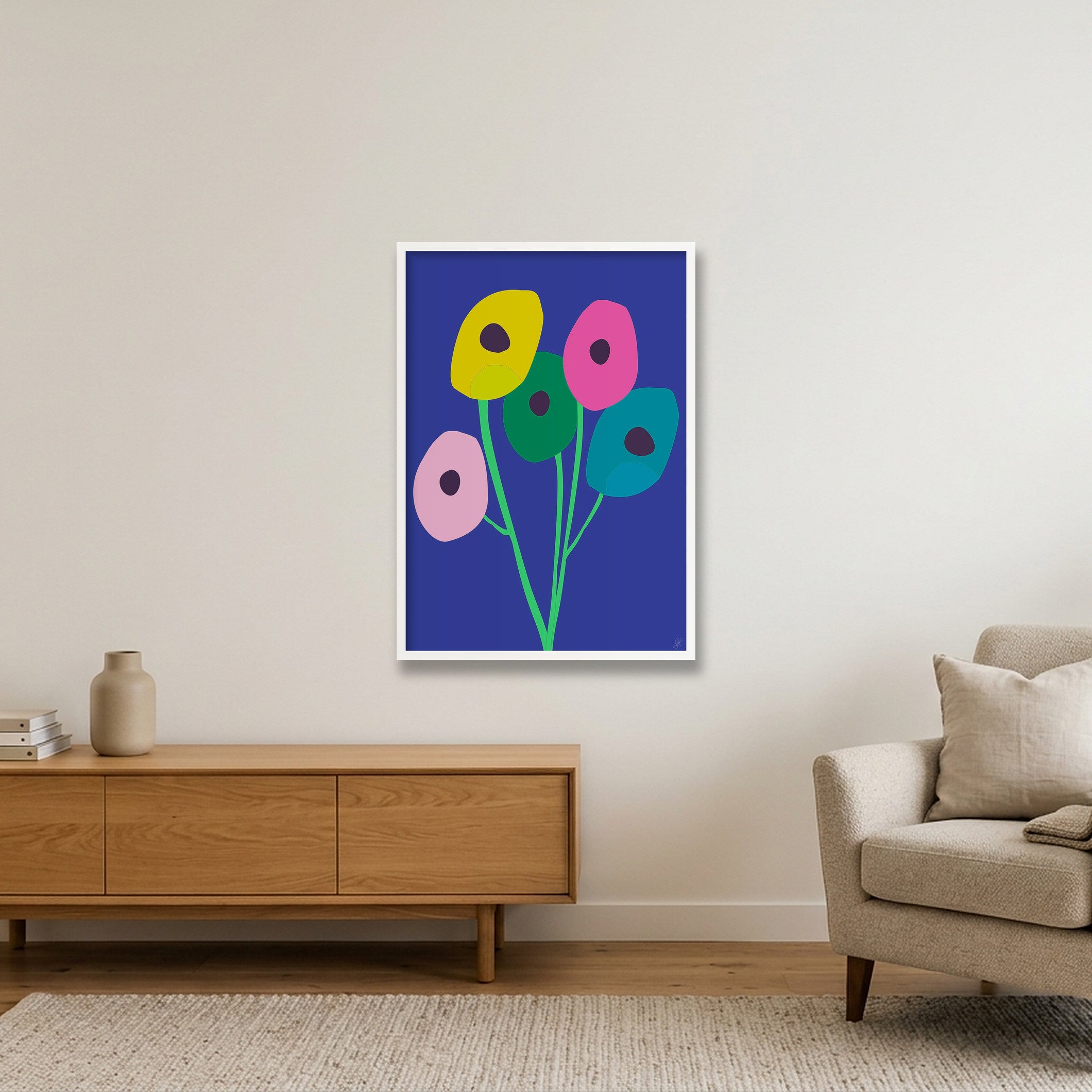 Blomster 02 — 59×84cm, 23×33" White Frame