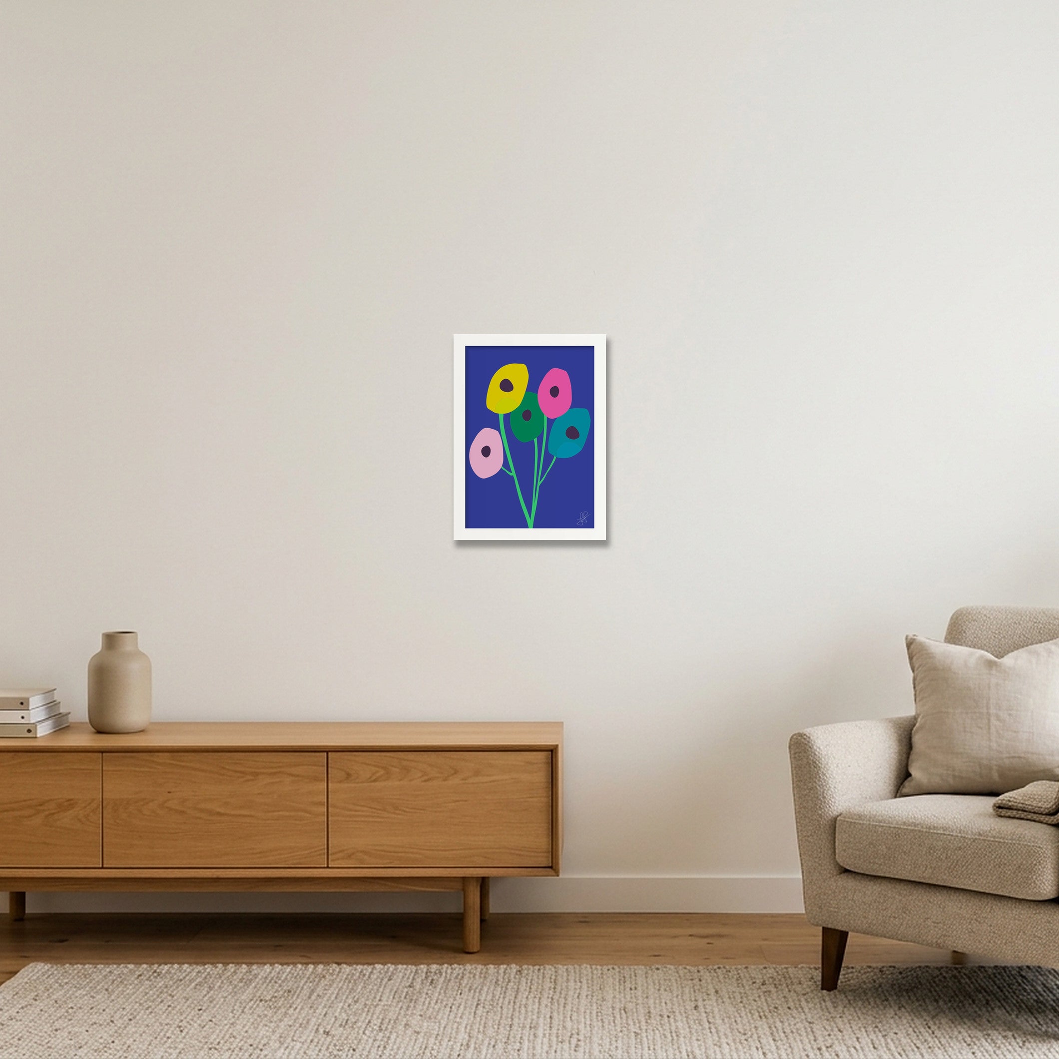 Blomster 02 — A4 (21×30cm, 8×12") White Frame