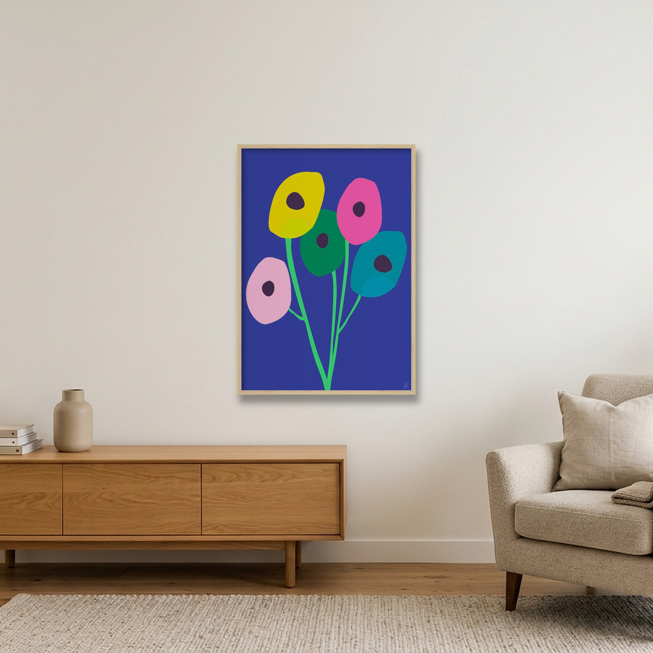 Blomster 02 — 59×84cm, 23×33" Oak Frame