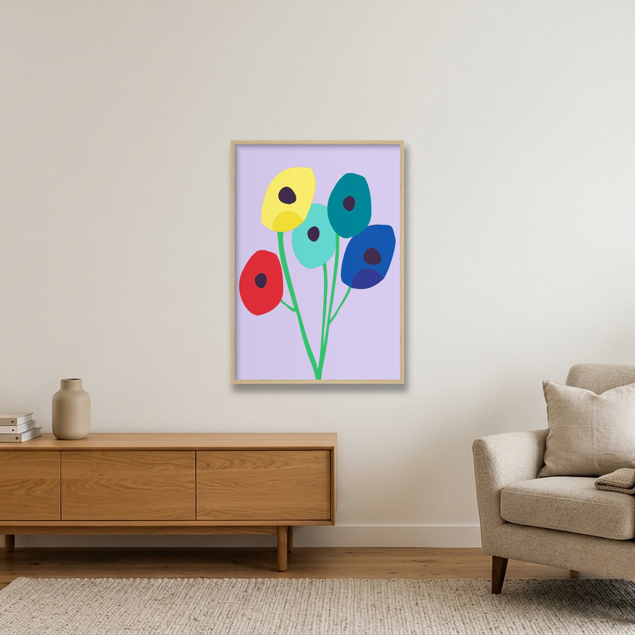 Blomster 03 — 59×84cm, 23×33" Oak Frame