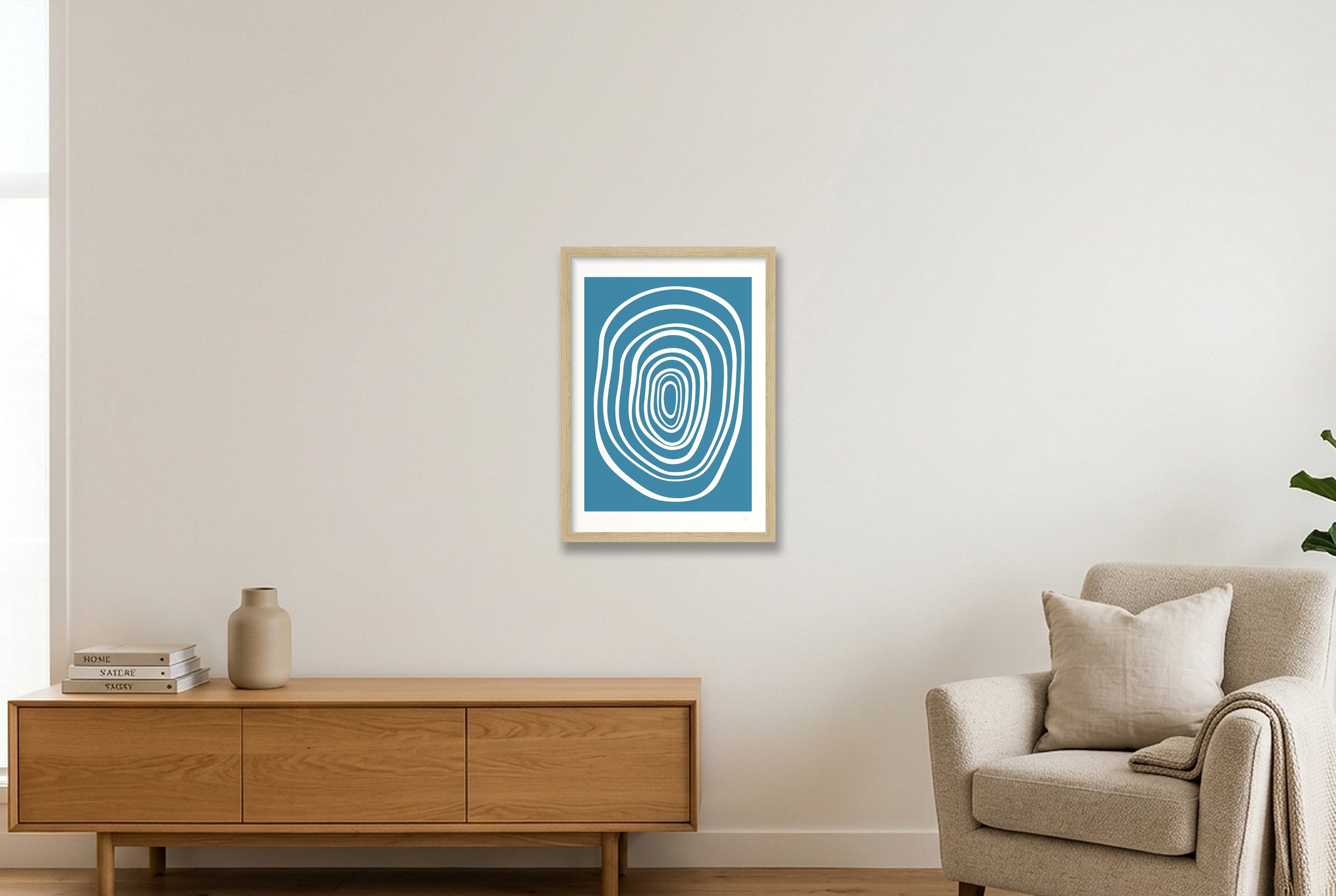 FORM 02 - LIGHT BLUE — A3 (30×42cm, 12×17") Oak Frame