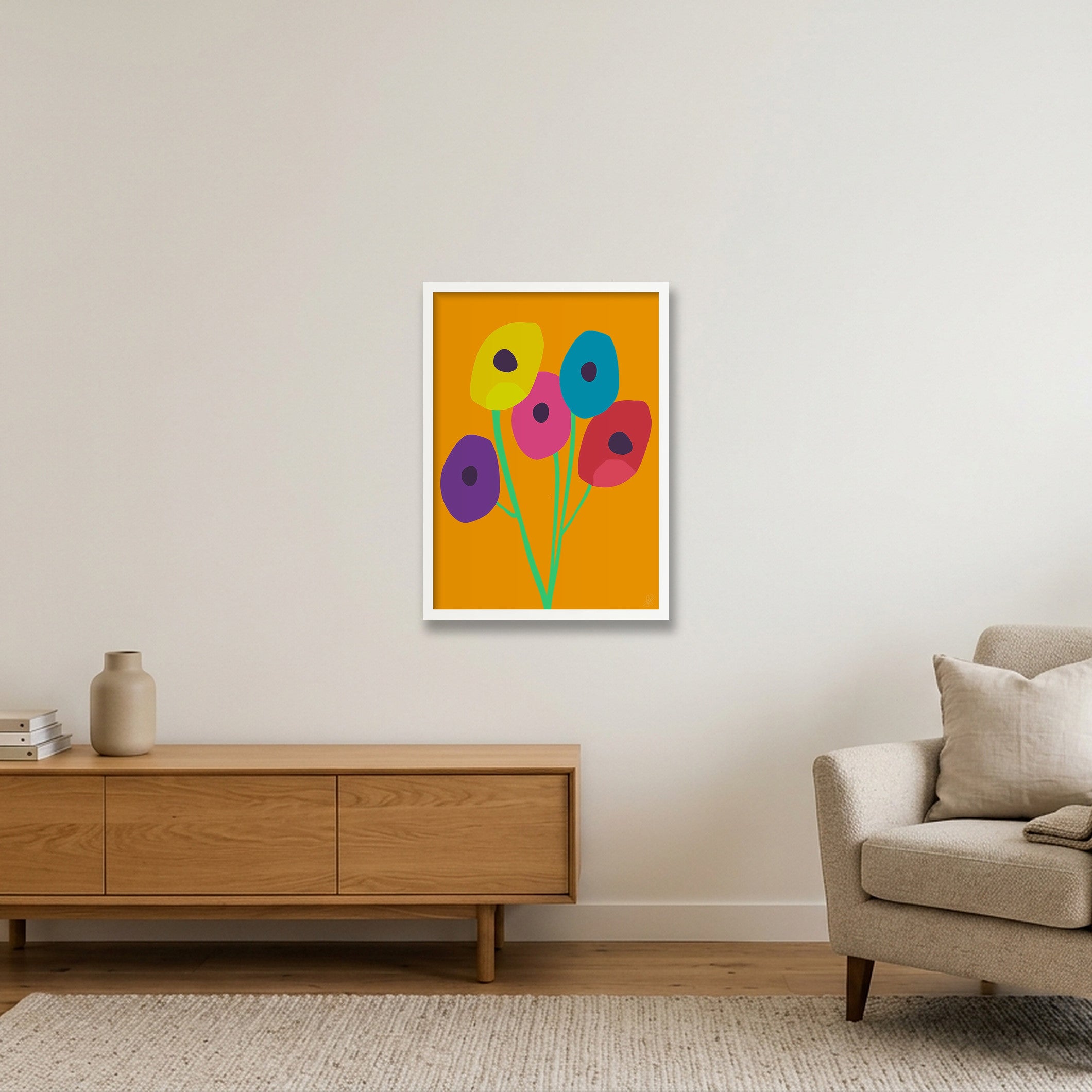 Blomster — 42×59cm, 17×23" White Frame